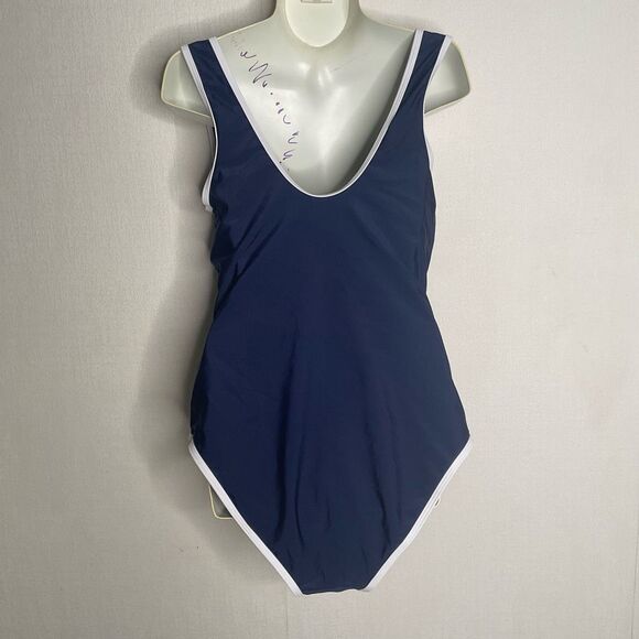 CHARMO‎ Swimsuit Women’s Size Small Navy White One Piece/ Zipper Front - Picture 9 of 14